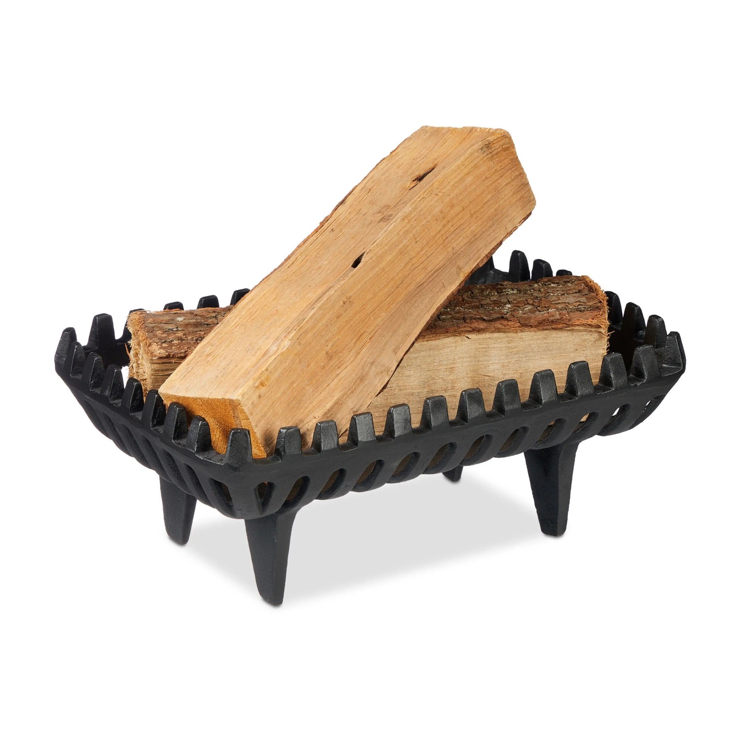Relaxdays Kaminrost Gusseisen Schwarz Mit Standfüßen 15 cm x 37 cm x 26 cm