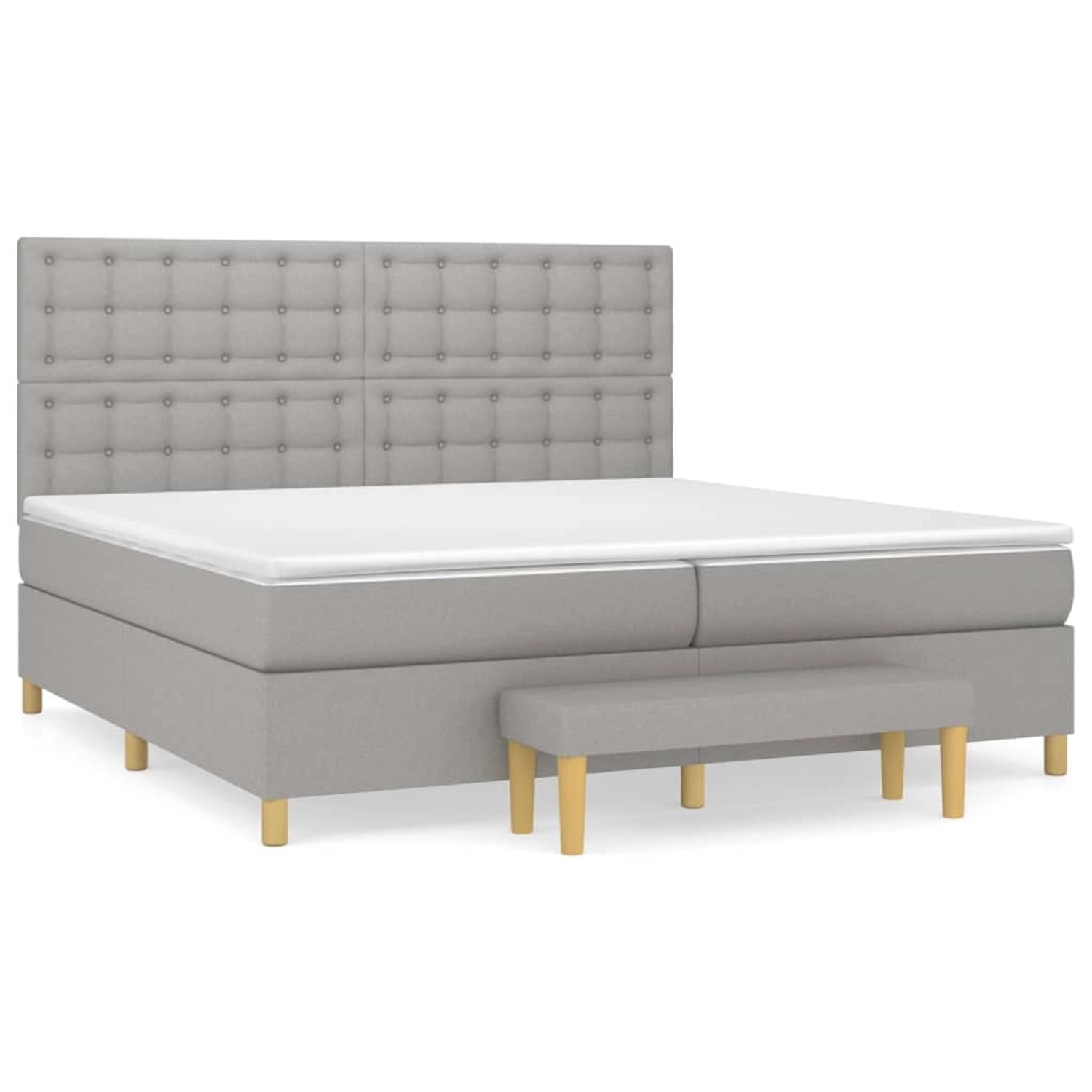vidaXL Boxspringbett mit Matratze Hellgrau 200x200 cm Stoff 3137501