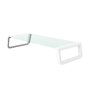 Weißer Svita Ansan Monitorständer mit Glasplatte für ergonomisches Arbeiten am Schreibtisch.