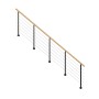 StarWood Metallgeländer Kos, 475 cm, mit Eiche Rundhandlauf und schwarzen Pfosten.