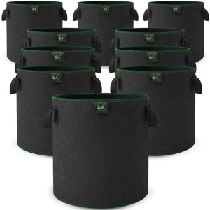 TTL GARDEN Pflanzsack 30L 10er Set Filz Stofftopf 300g/qm Vlies Pflanzentopf Rund Ø35,5cm Für Gemüse Kräuter
