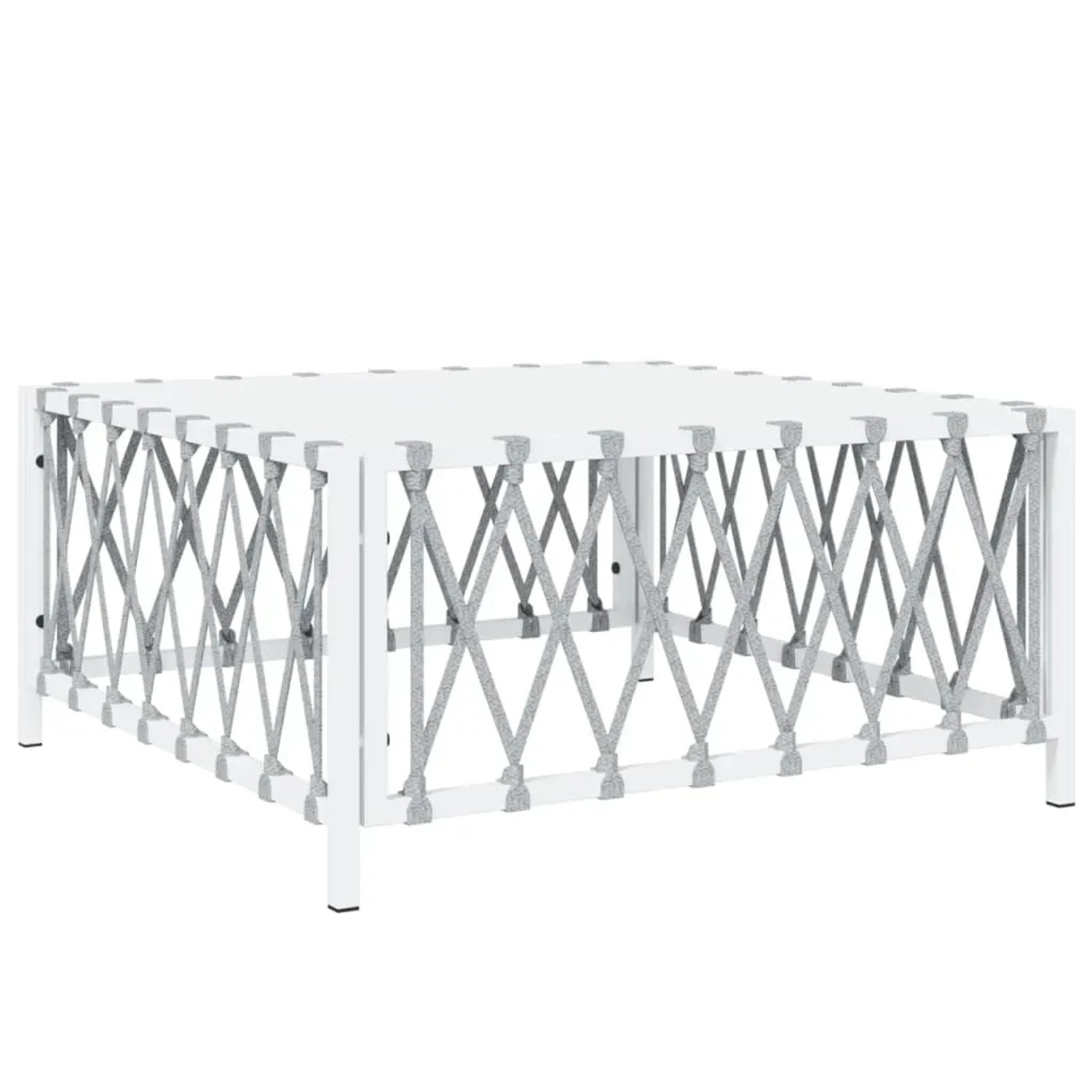 Weißer vidaXL Gartentisch aus Stahl mit Textilband, Teil des Lounge-Sets