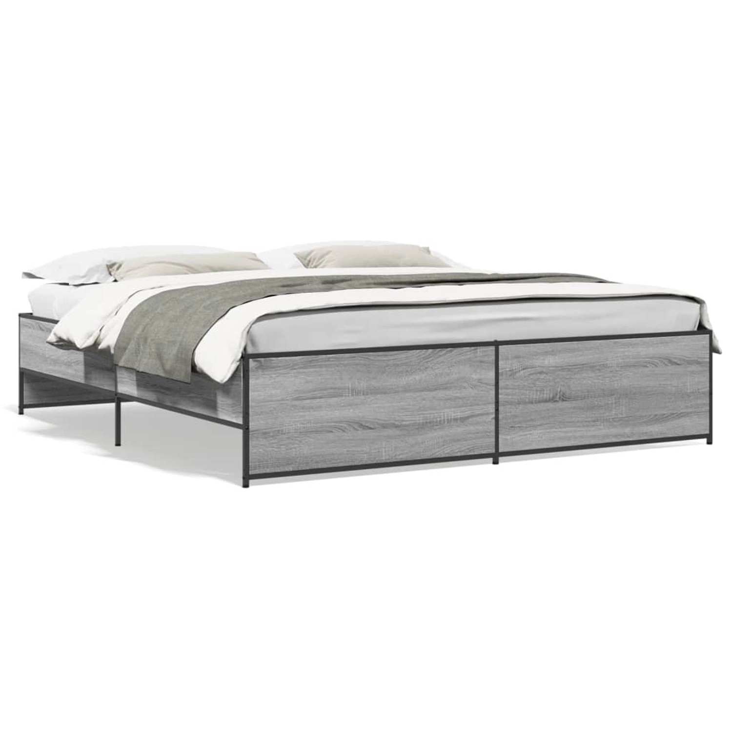 vidaXL Bettgestell Grau Sonoma 180x200 cm Holzwerkstoff und Metall 3279875 günstig online kaufen