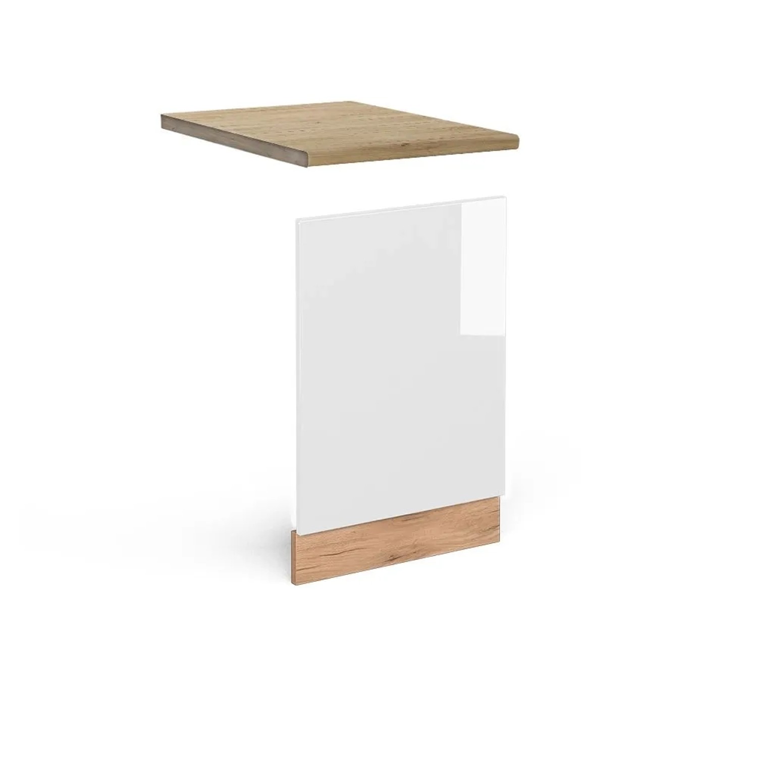 Vicco Frontblende R-Line Weiß Hochglanz Goldkraft Eiche 45 cm AP Eiche