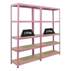 Mega Deal: 2x PROREGAL Schwerlastregal PINK LADY, 180x90x40cm, je 175kg Fachlast, 5 Ebenen, pink.