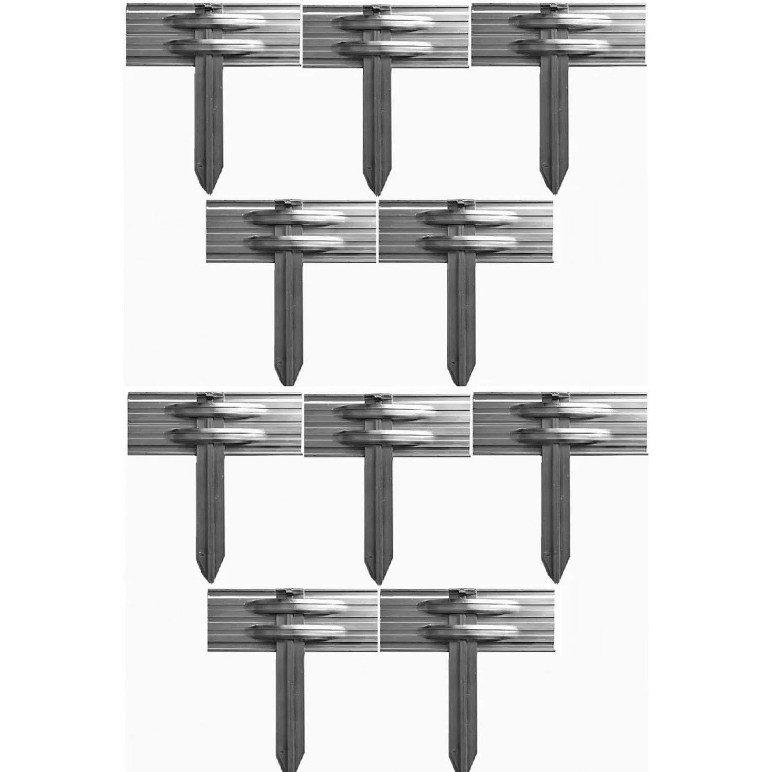 Green-Split 10er Set Erdanker Stahl für Alu Rasenkanten Silber