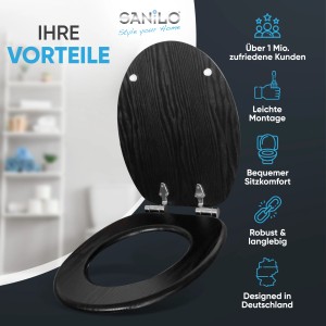 Sanilo WC-Sitz Black Wood mit Absenkautomatik, Toilettendeckel aus Holz.
