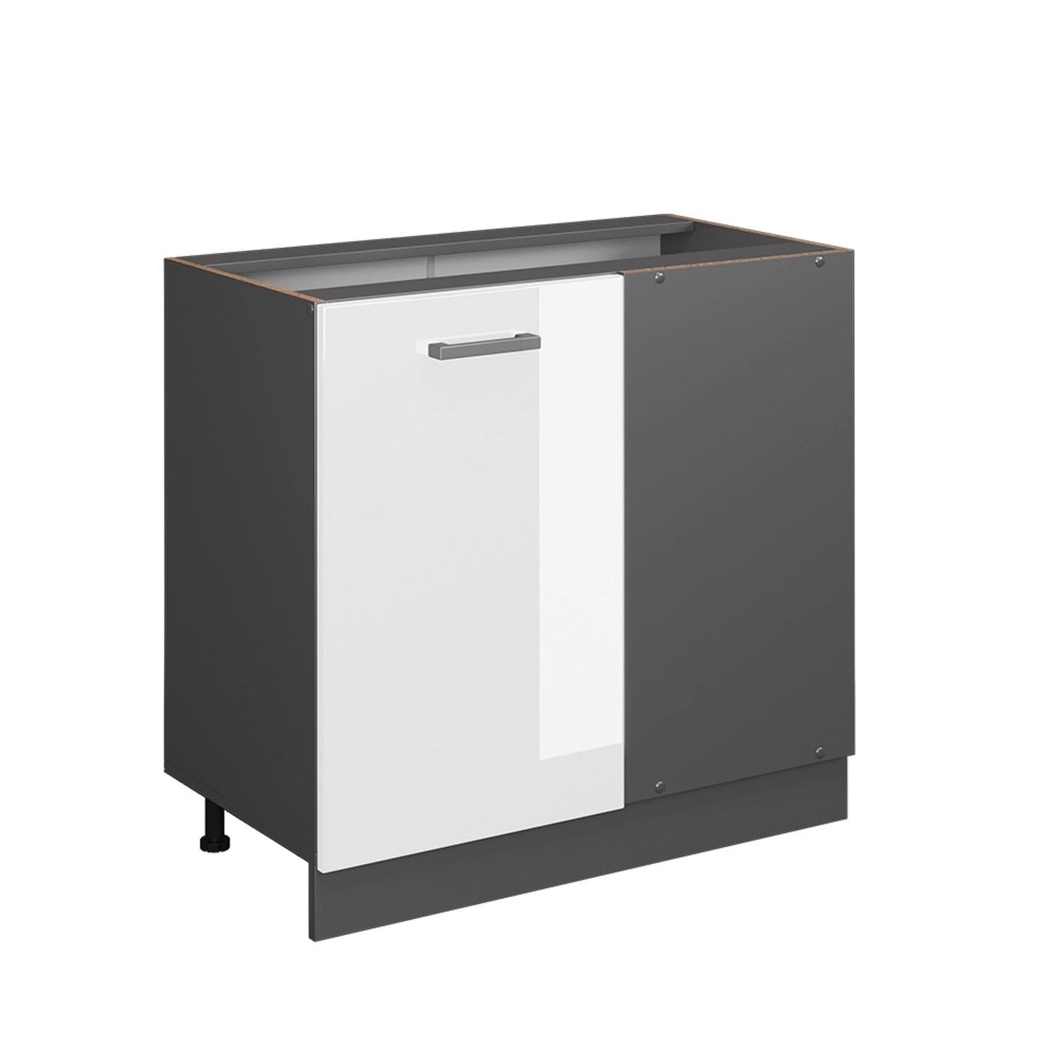 Thumbnail - Vicco Eckunterschrank R-Line Weiß Hochglanz/Anthrazit 86 cm ohne Arbeitsplatte