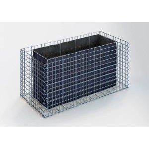 Gabiona Hochbeet, eckig, 60x130x60 cm, Maschenweite 5x5 cm. Drahtkorb mit Vlieseinsatz.