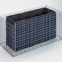 Gabiona Hochbeet, eckig, 60x130x60 cm, Maschenweite 5x5 cm. Drahtkorb mit Vlieseinsatz.