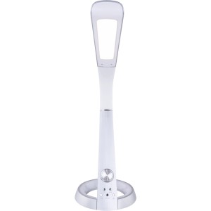 Silberne LED-Tischleuchte Mitti von Globo, dimmbar, mit USB-Charger. Ideal als Schreibtischlampe.