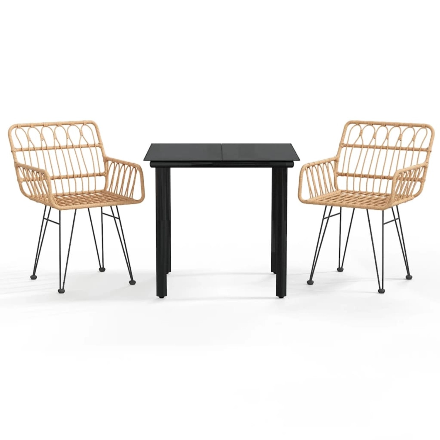 vidaXL 3-Tlg Garten-Essgruppe Poly Rattan 3157859