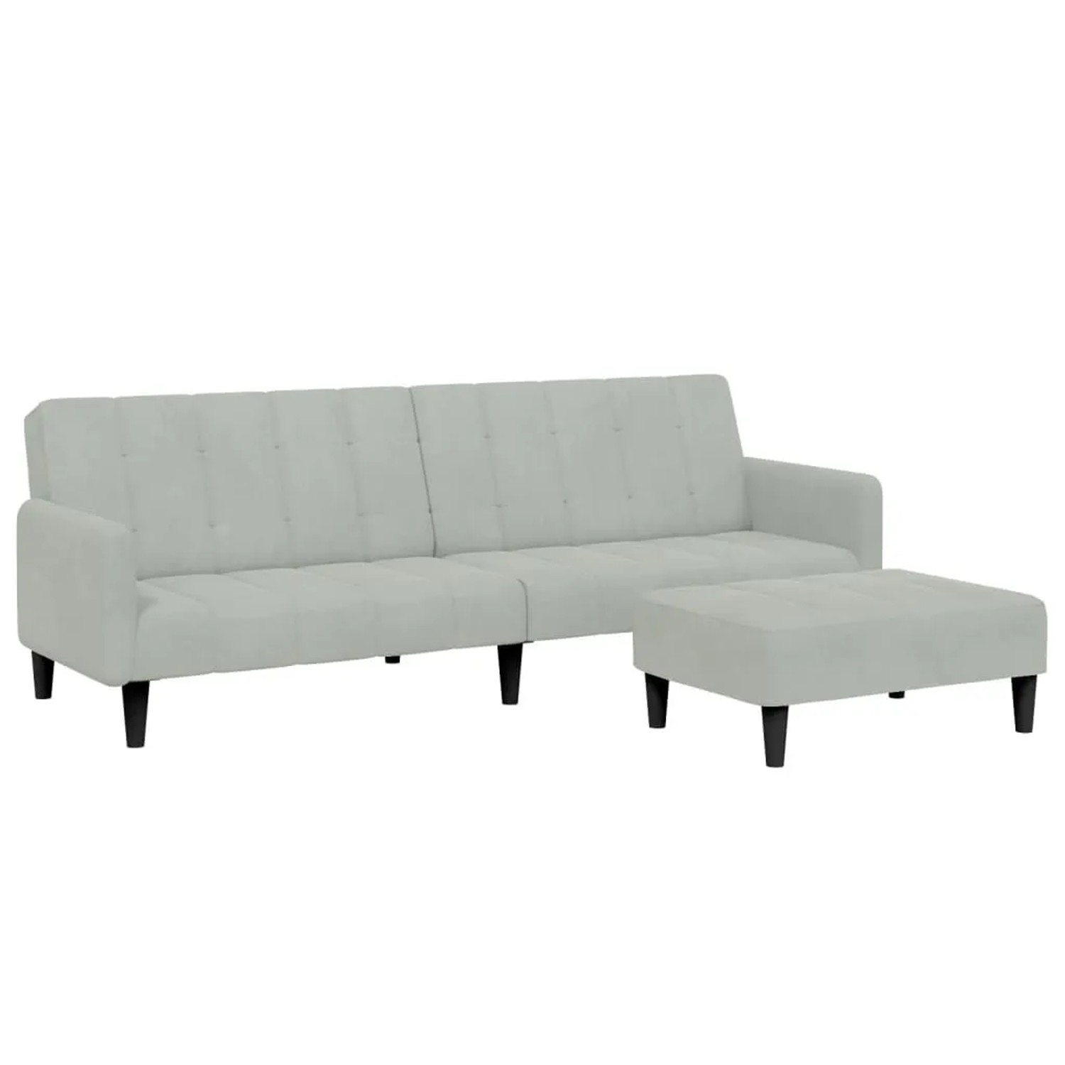 vidaXL Schlafsofa 2-Sitzer mit Fußhocker Hellgrau Samt 3258098 günstig online kaufen
