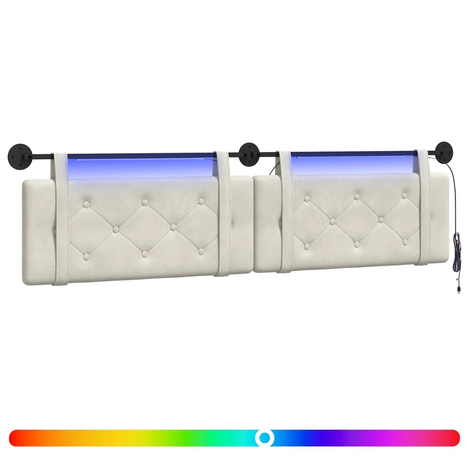 vidaXL Hängendes Kopfteil Mit LED Licht Creme Samt 3424254