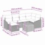 vidaXL Gartenmöbel-Set, 8-teilig, beige Poly Rattan, mit Maßen. Ideal für Terrasse und Garten.