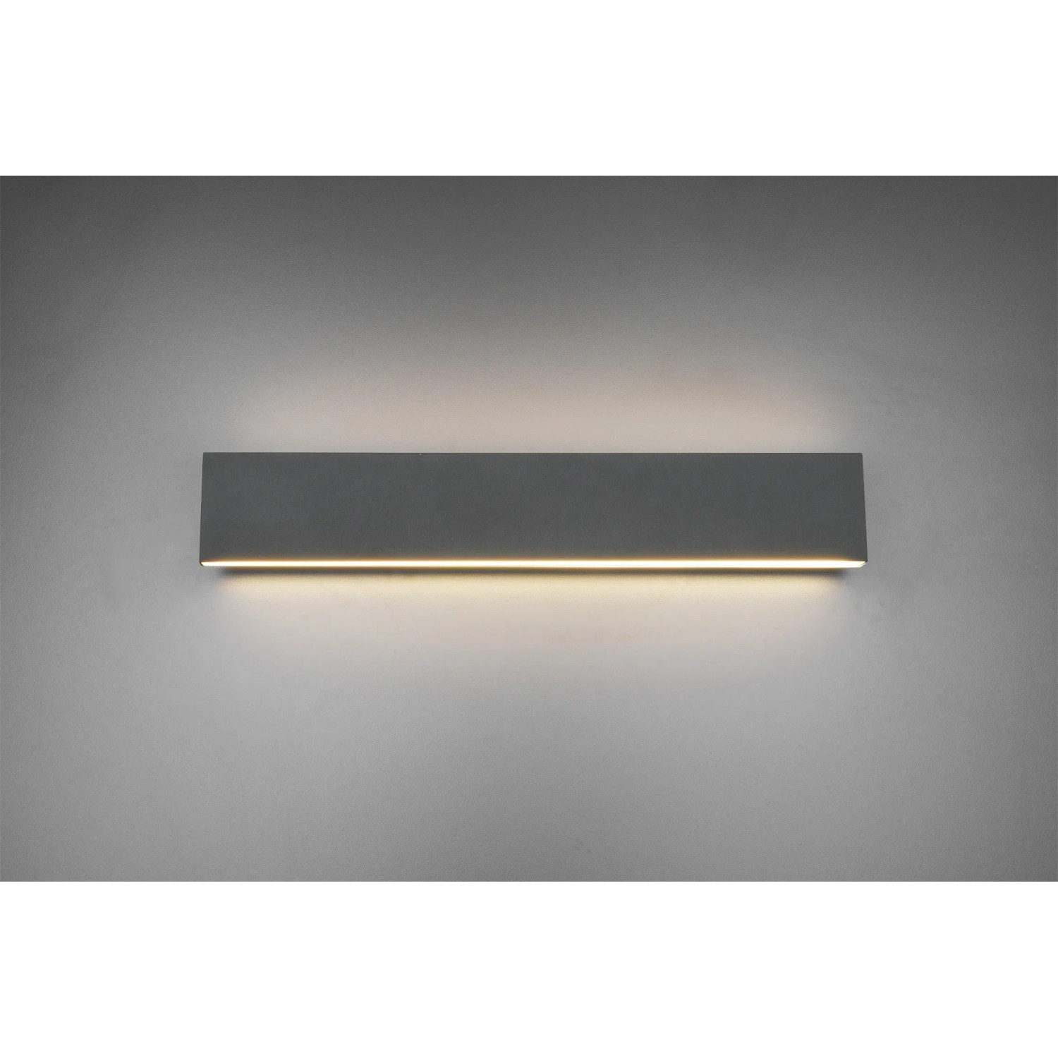 Moderne LED-Wandlampe Concha von Trio Leuchten in Anthrazit, 80x47cm, für stimmungsvolle Beleuchtung.