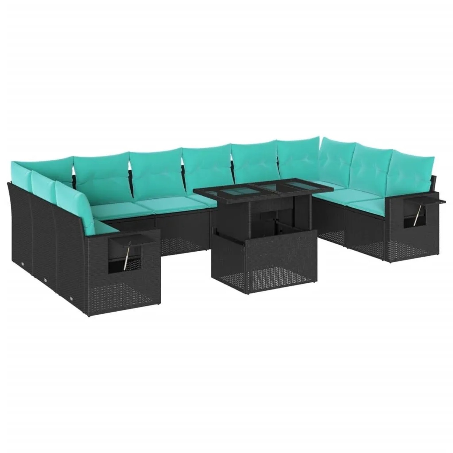 vidaXL 11-Tlg Gartensofa-Set mit Kissen Schwarz Polyrattan 3268147 günstig online kaufen