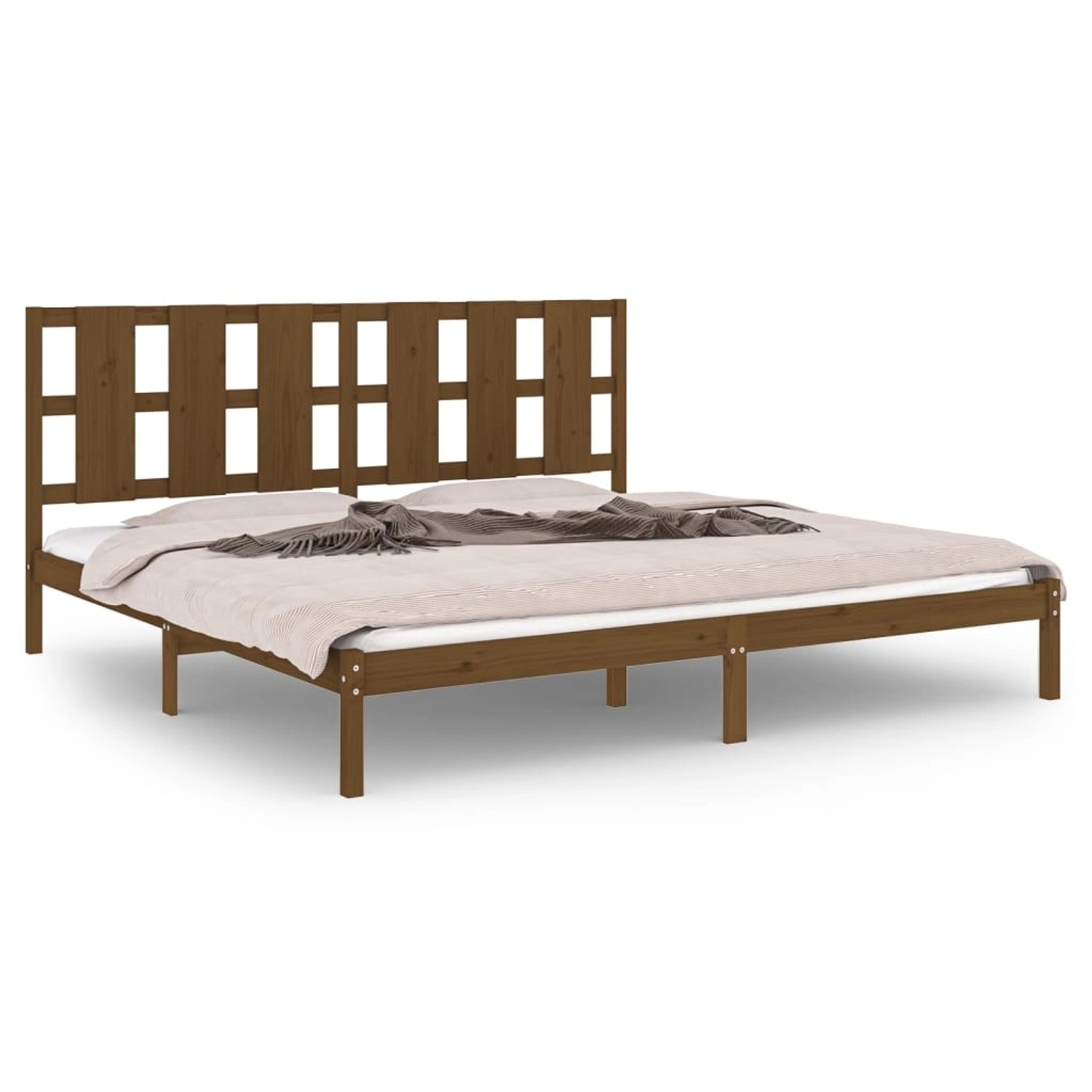 vidaXL Bettgestell Massivholzbett Honigbraun Kiefer 200x200 cm Bett Bettges günstig online kaufen