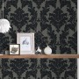 Barock Tapete in Silber, Schwarz und Grau mit Ornament Muster von PROFHOME.