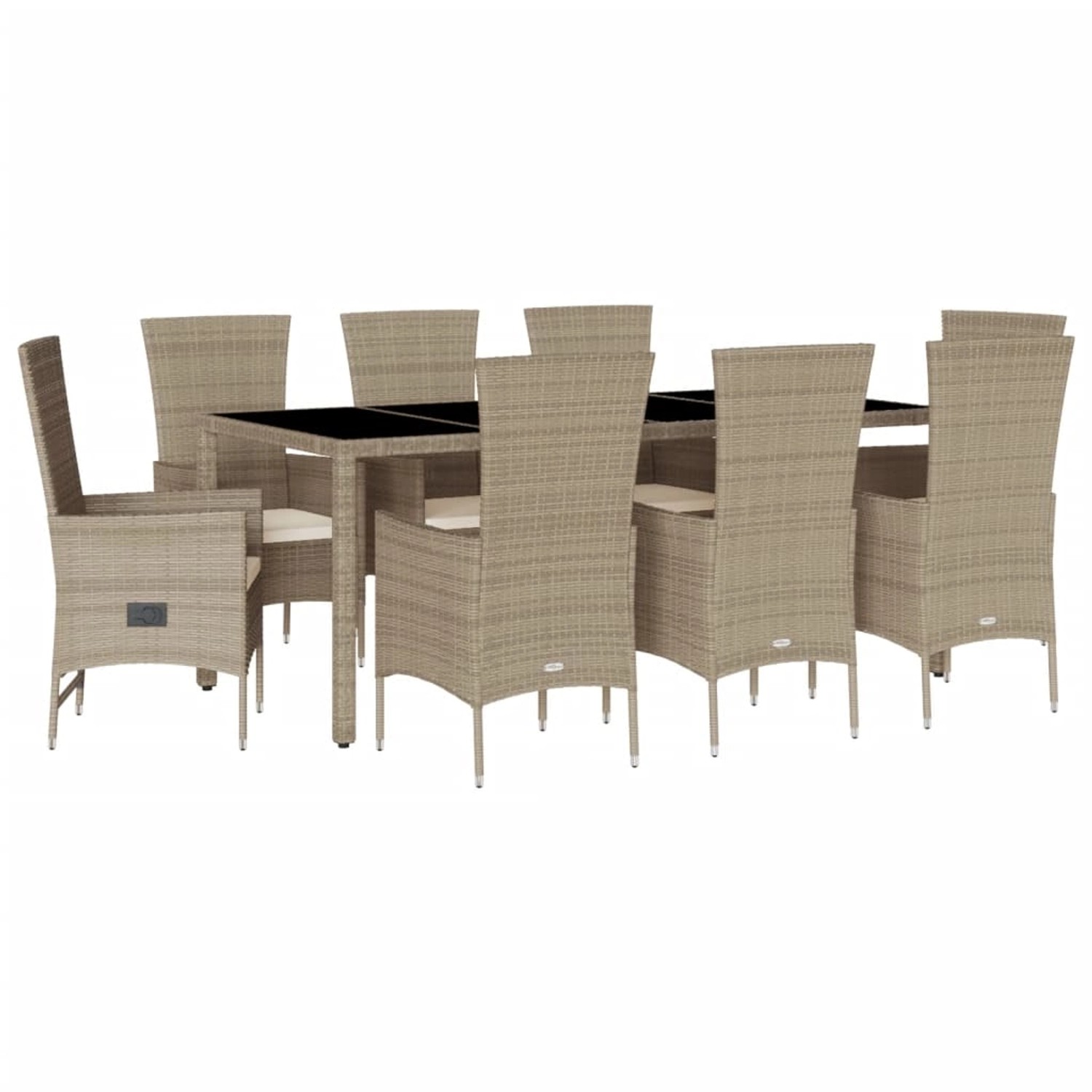 vidaXL 9-Tlg Garten-Essgruppe mit Kissen Beige Poly Rattan 3277581 günstig online kaufen