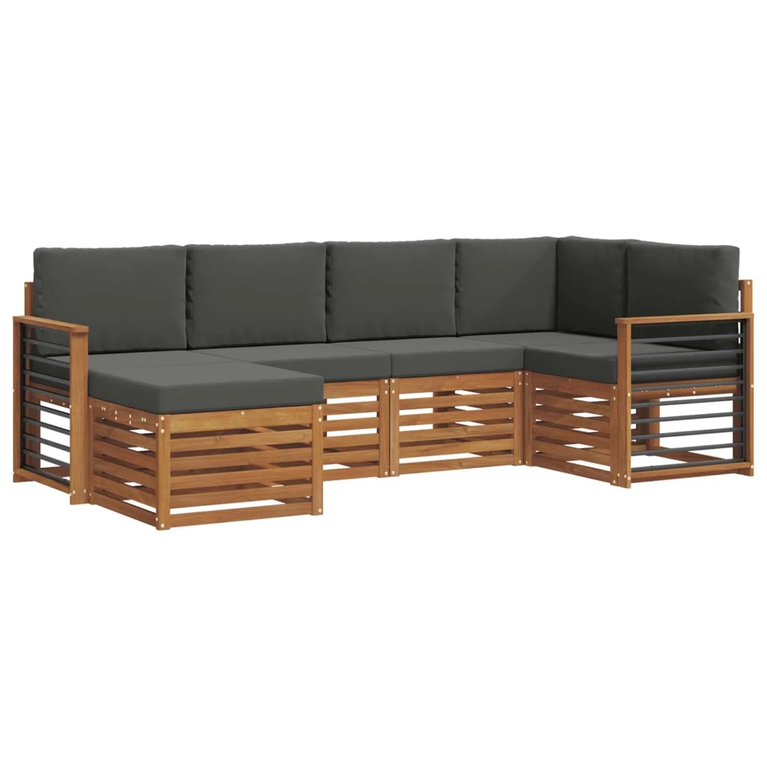 vidaXL Sofagarnituren 6 Tlg Natur und Anthrazit Massivholz Akazie 3375102