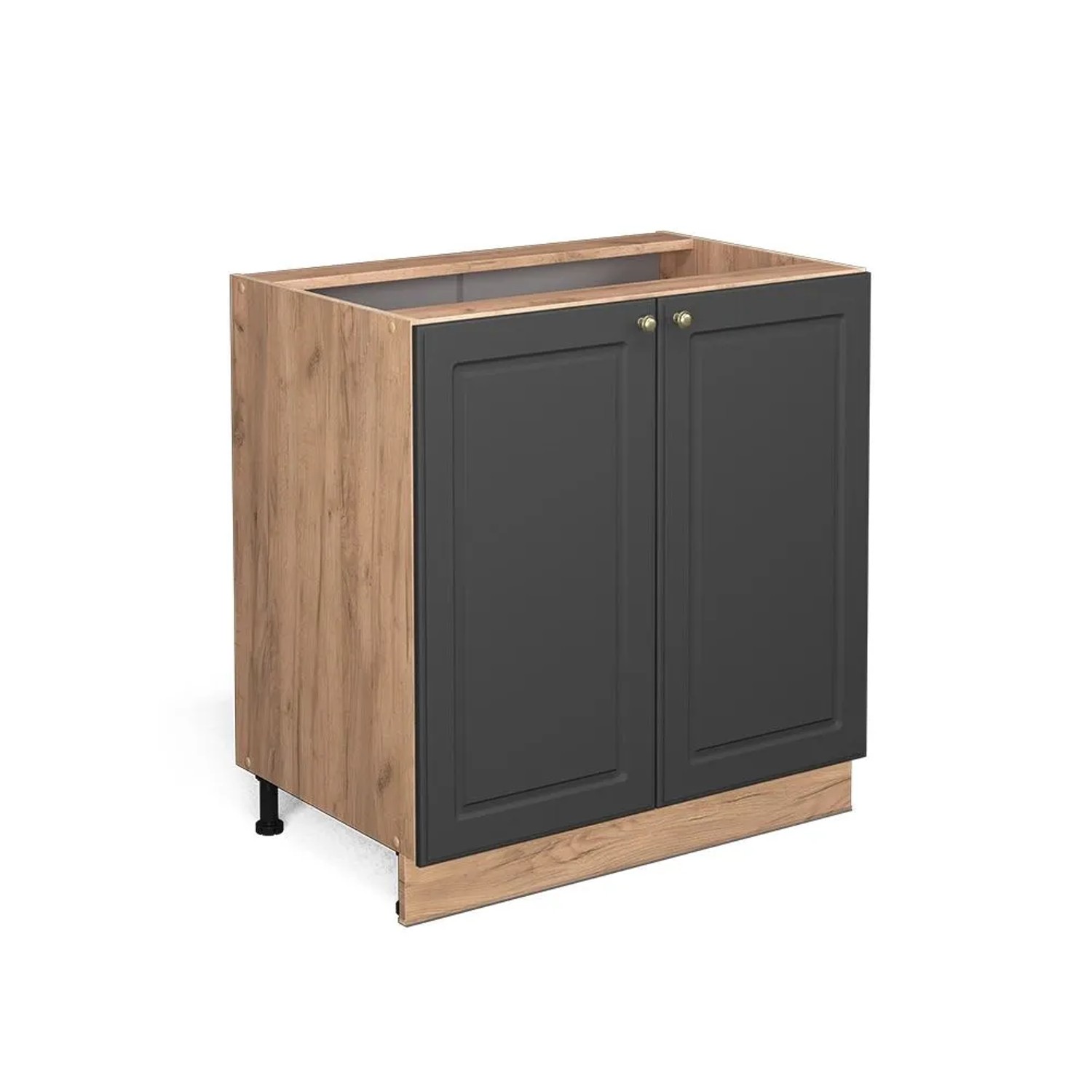 Vicco Küchenunterschrank Fame-Line Anthrazit-Gold 80 x 82 mit Regal ohne Arbeitsplatte