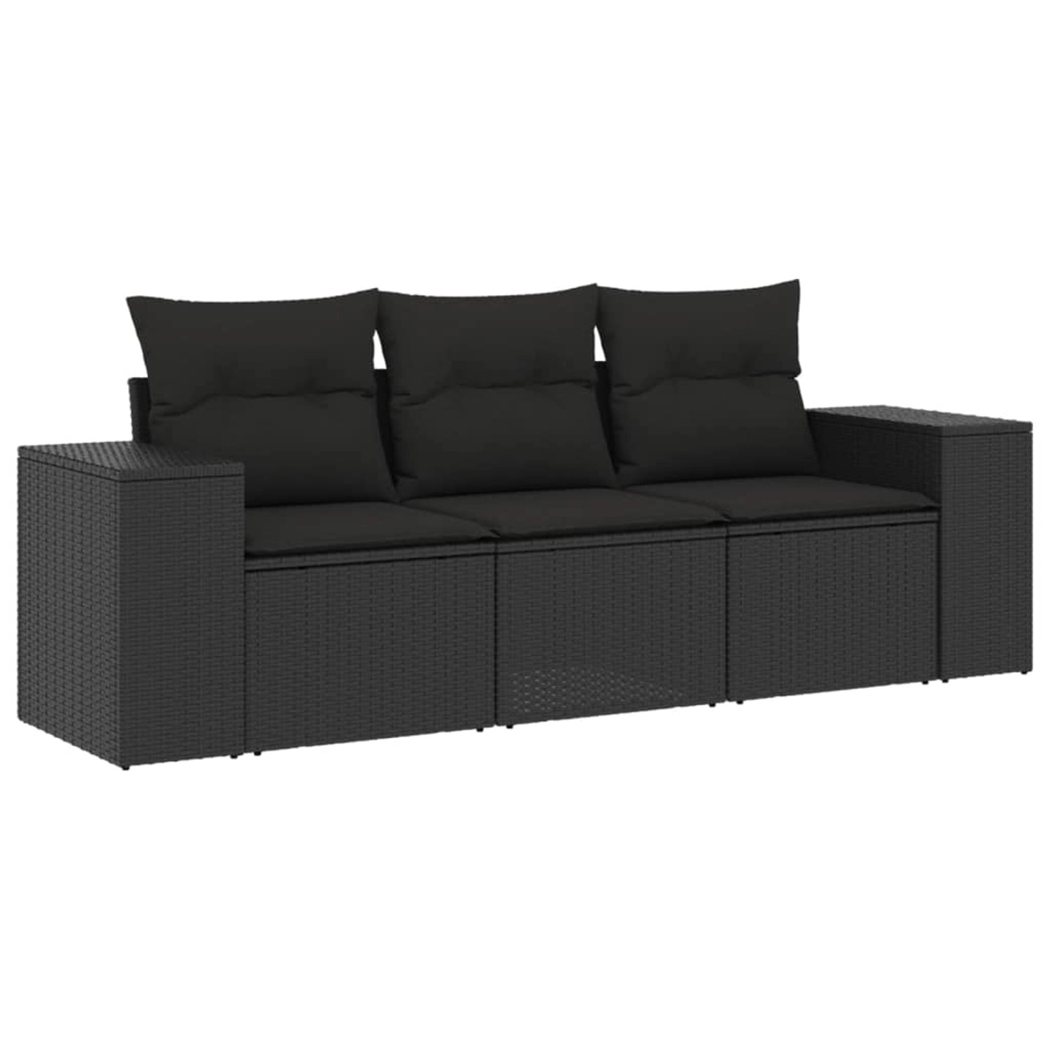 vidaXL 3-tlg Garten-Sofagarnitur mit Kissen Schwarz Poly Rattan Modell 14 günstig online kaufen