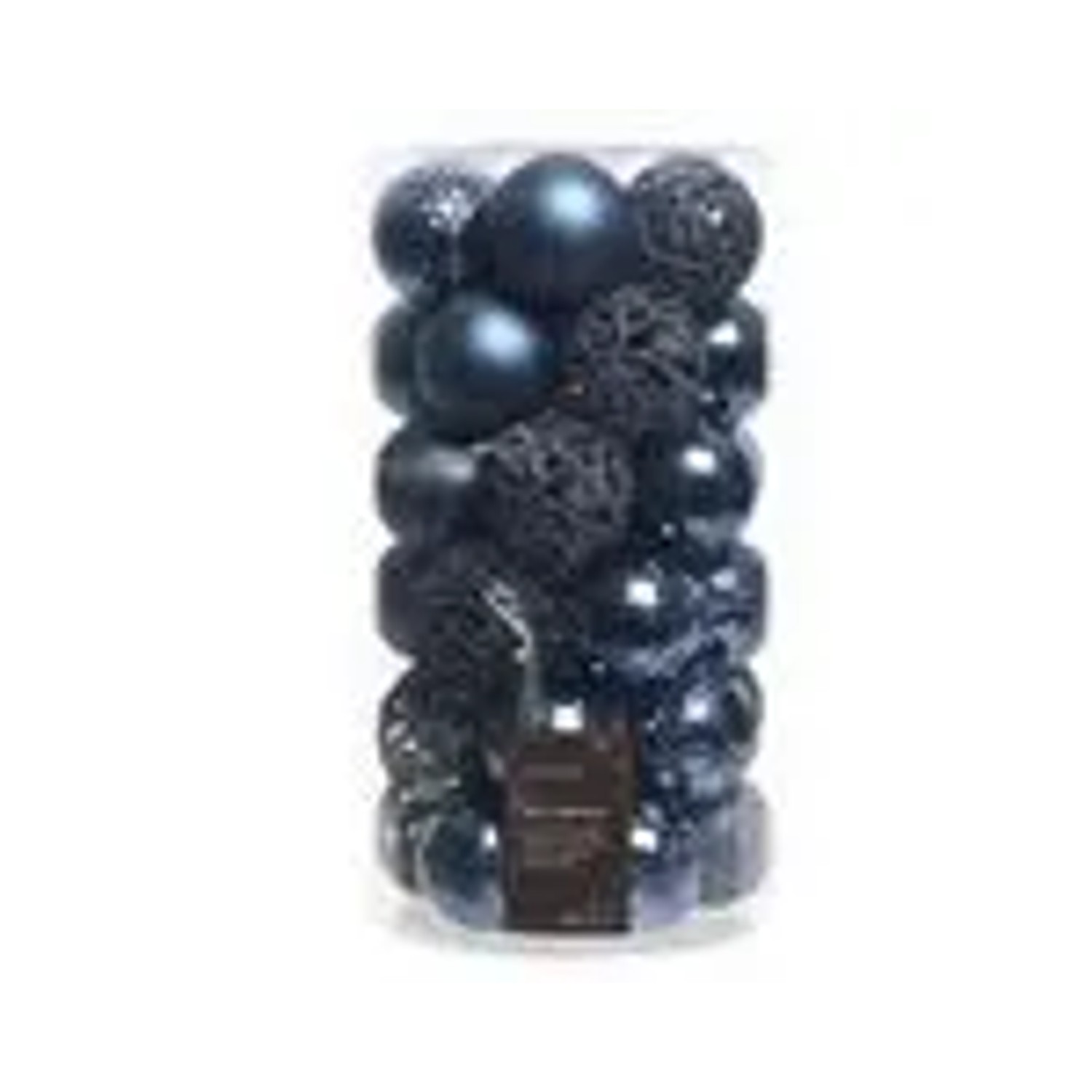 Kaemingk Weihnachtsbaumkugeln Kunststoff Ornamente  6 cm 37 Stueck Blau Mix