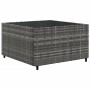 Grauer vidaXL Gartenmöbel-Couchtisch aus Polyrattan mit Glasplatte, Teil der 10-tlg. Sofagarnitur.