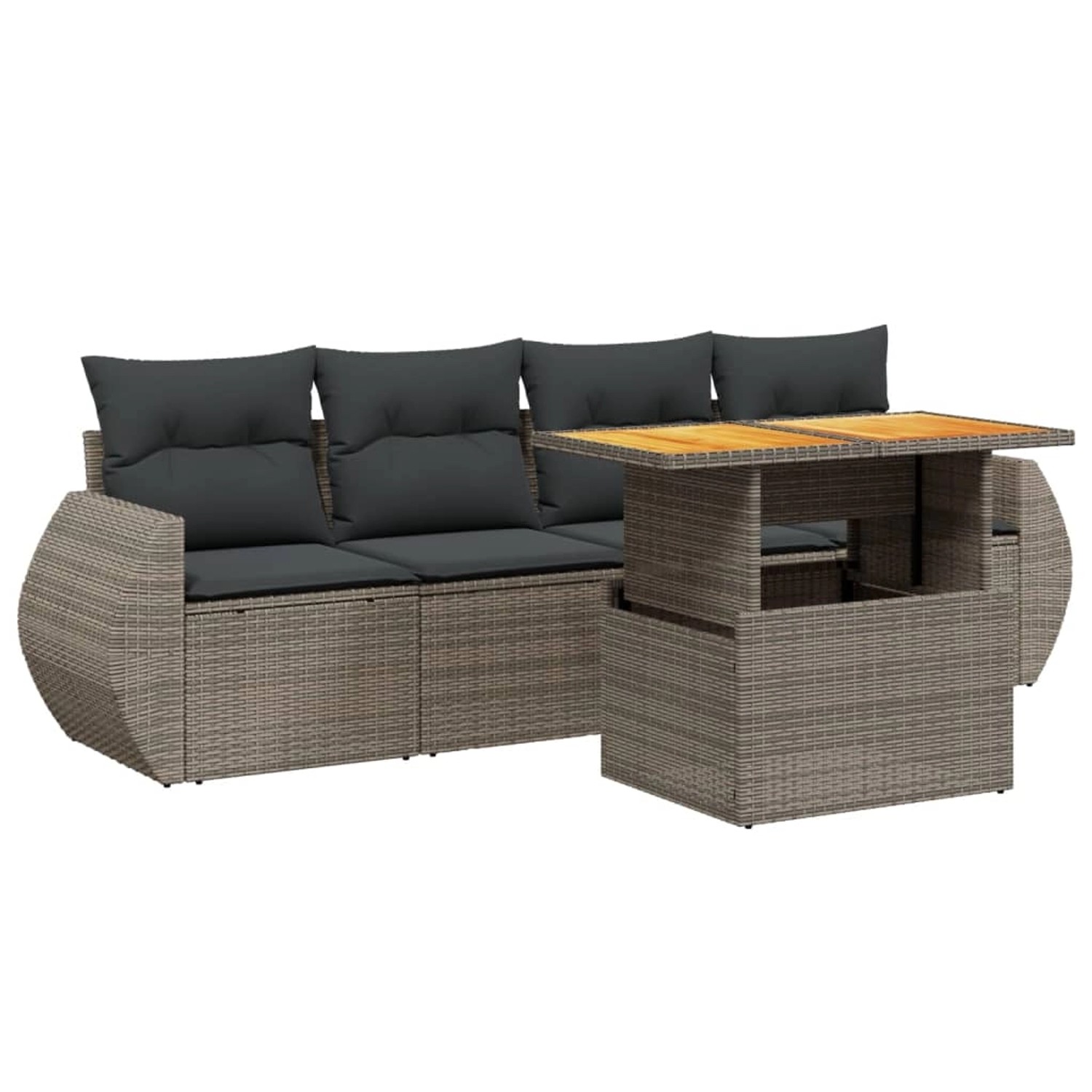 vidaXL 5-Tlg Garten-Sofagarnitur mit Kissen Grau Poly Rattan 3272075 günstig online kaufen