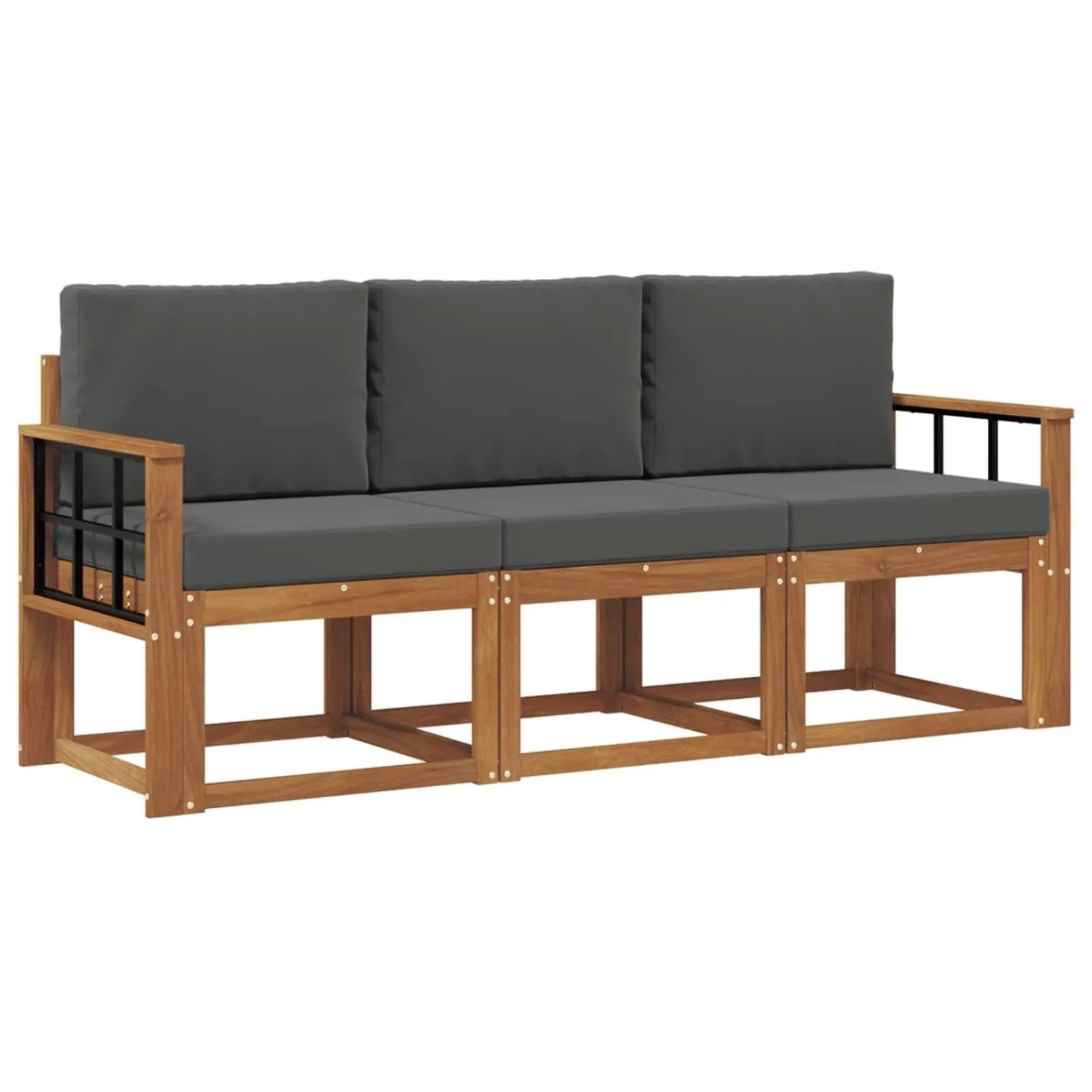 vidaXL Outdoor-Sofagarnitur mit Kissen 3-Tlg Natur und Anthrazit 3365950