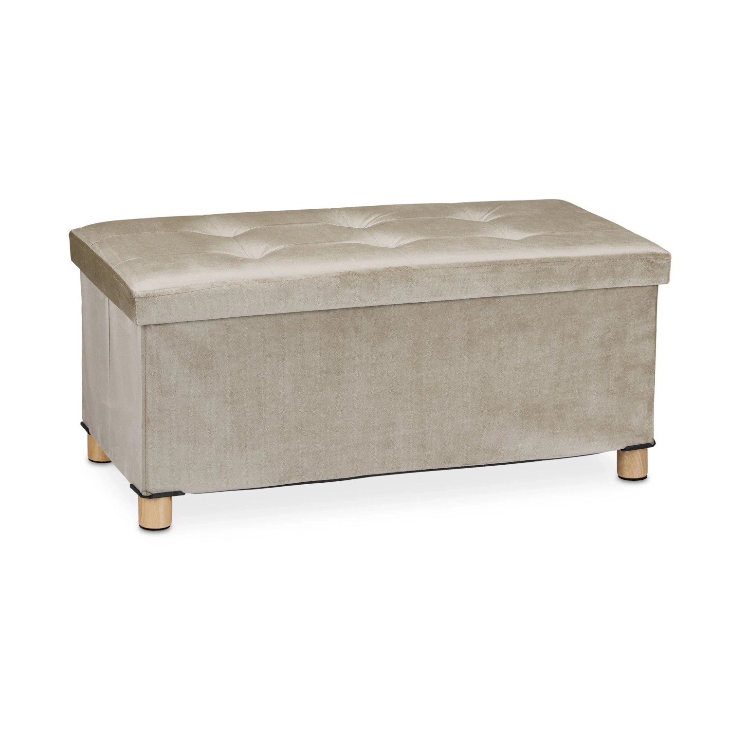 Relaxdays Sitzbank Samt Creme Faltbar 34 cm x 76 cm x 38 cm 5,3 kg