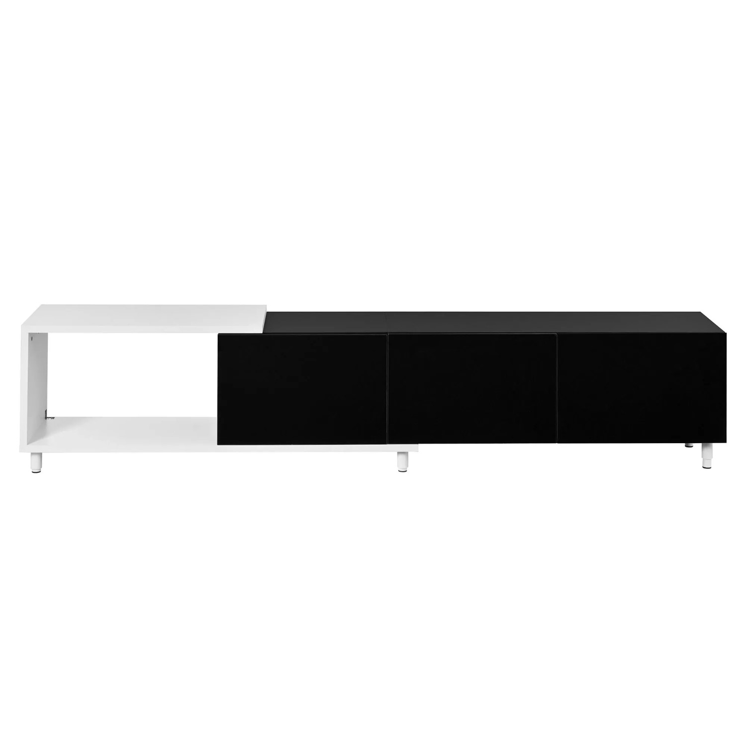 okwish TV-Schrank mit Hochglanz Türen Metallfüßen Wohnzimmer 258x38x48.5cm Schwarz