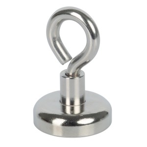 Fix-o-moll Topfmagnet Neodym mit Öse, 2er-Set, silberfarben, zum Aufhängen von Gegenständen.