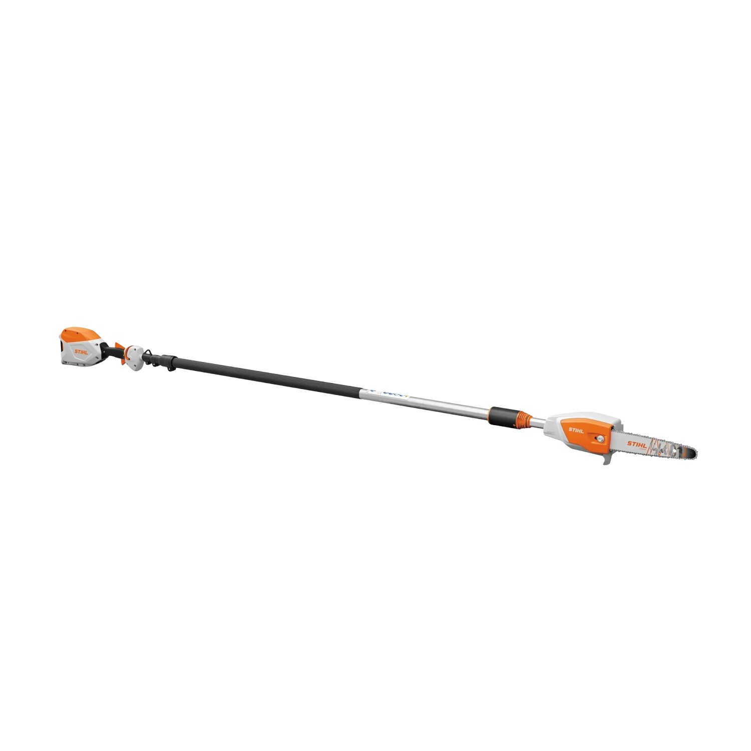 Stihl Akku-Hochentaster HTA 86, orange-grau, mit teleskopierbarem Schaft für Baumpflege und Astsägen.