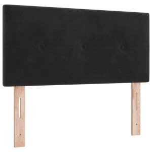 Schwarzes vidaXL LED Kopfteil, 80 cm, mit LED-Lichtleisten, Polyester Bezug und Holzfüßen.