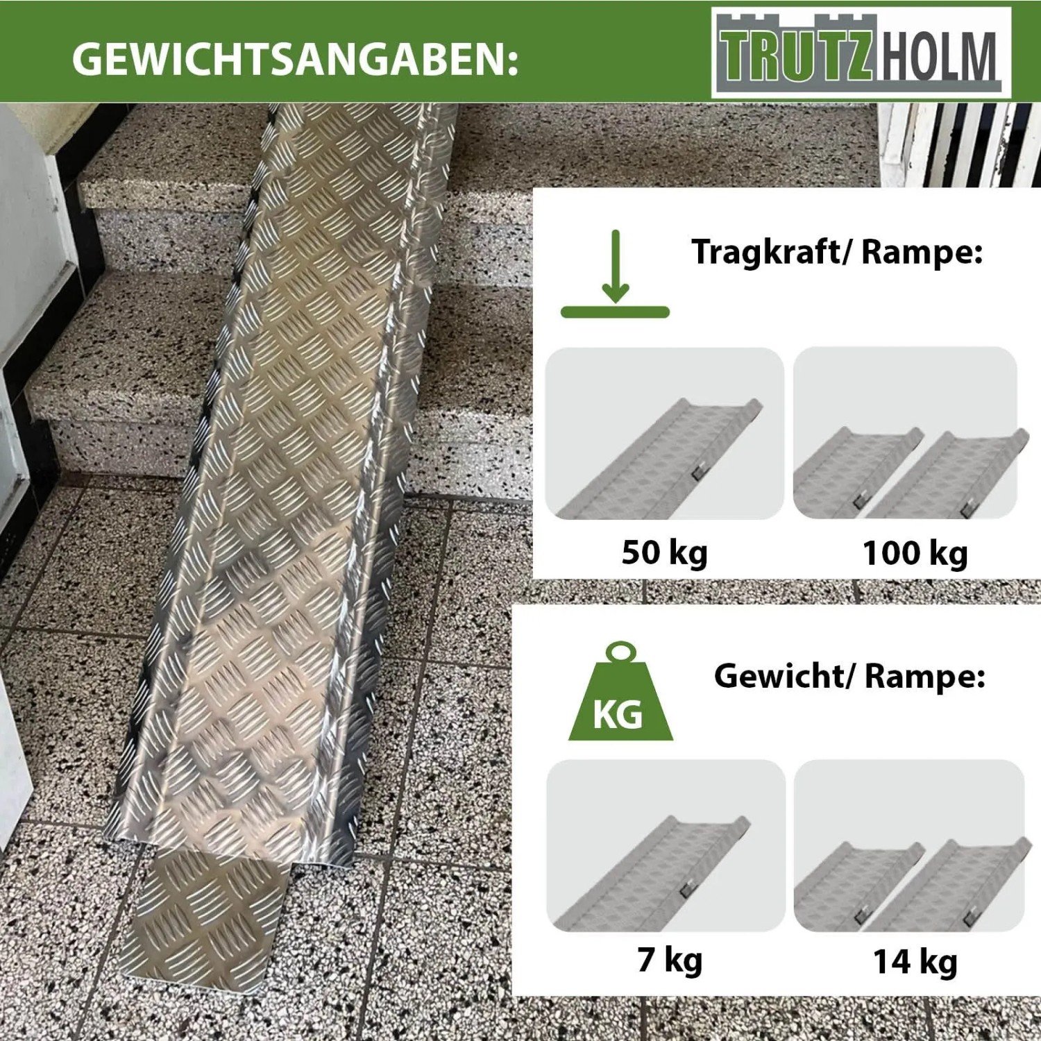 TRUTZHOLM Auffahrschiene, ausziehbar, Alu, 150-270 cm. Zubehör für Autoanhänger.