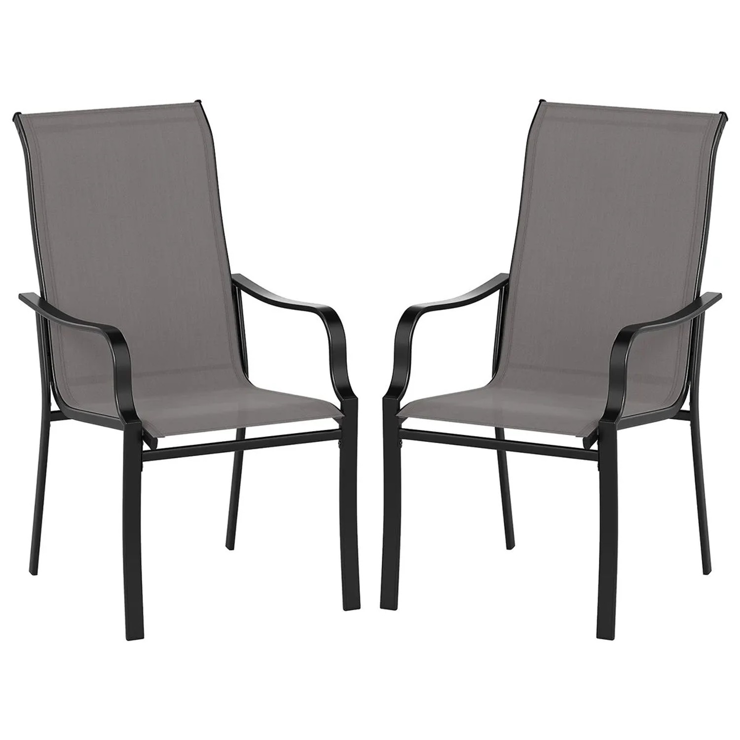 Costway 2er Set Gartenstühle mit Hoher Rückenlehne 56 x 73 x 101 cm Grau günstig online kaufen