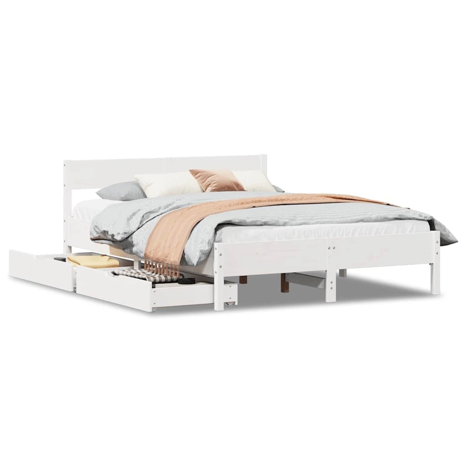 vidaXL Massivholzbett ohne Matratze Weiß 120x200 cm Kiefernholz 3301753 günstig online kaufen