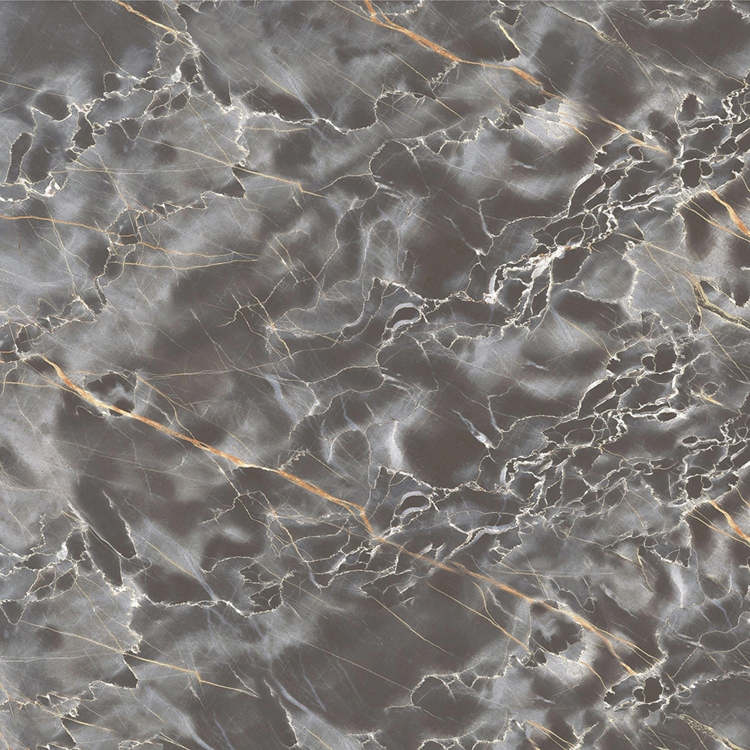 Bodenfliese Wave, Feinsteinzeug in Marmoroptik, grau glasiert und poliert, 60x60 cm.