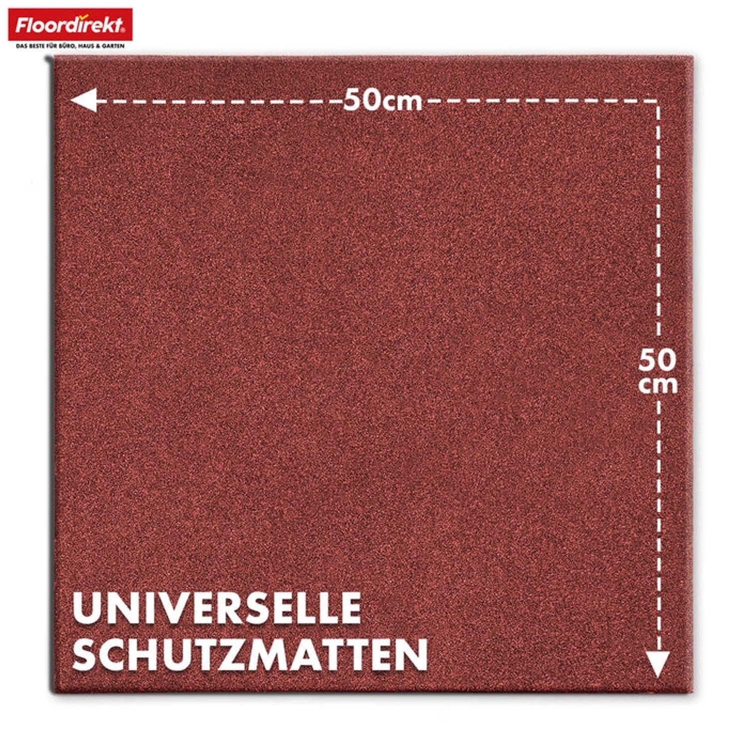 Floordirekt Fallschutzmatte Elastikmatte Fallschutzplatte mit Drainage 50 x 50 x 2,5 cm Rot_3