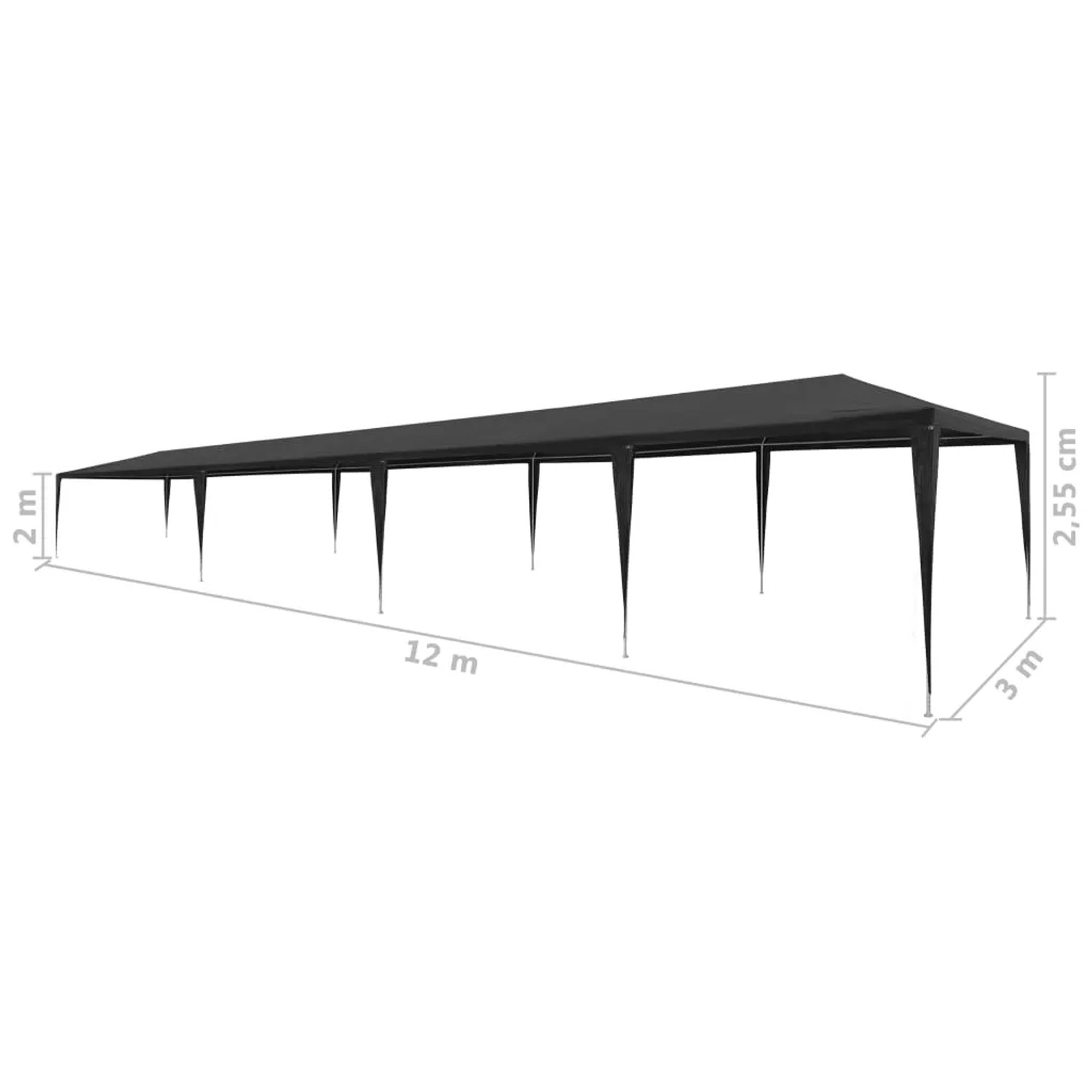 Anthrazitfarbenes Partyzelt 3x12 m von vidaXL für Gartenpartys & Feste.