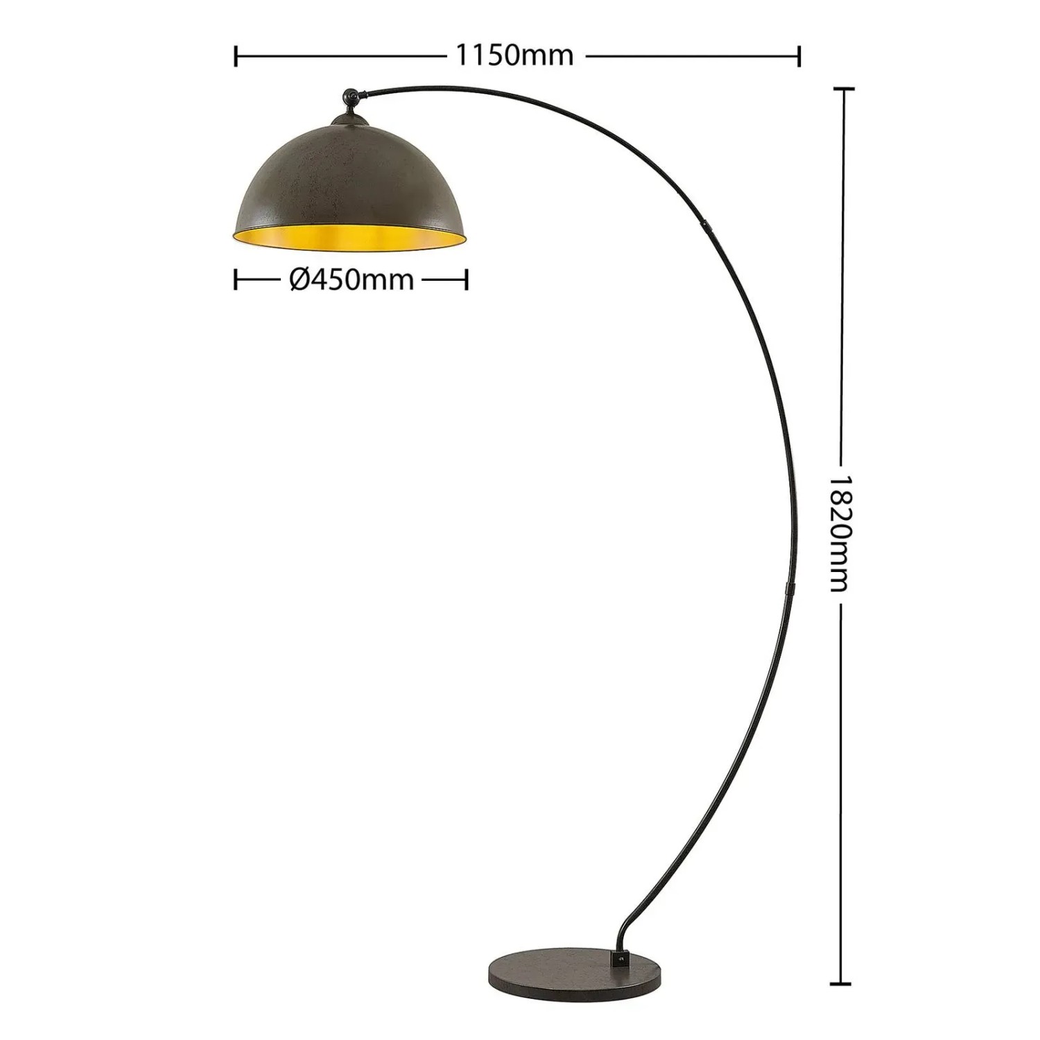 Lindby Bogenleuchte Jonera, Alu, 185cm hoch. Stehlampe für Wohnzimmer & Jugendzimmer.