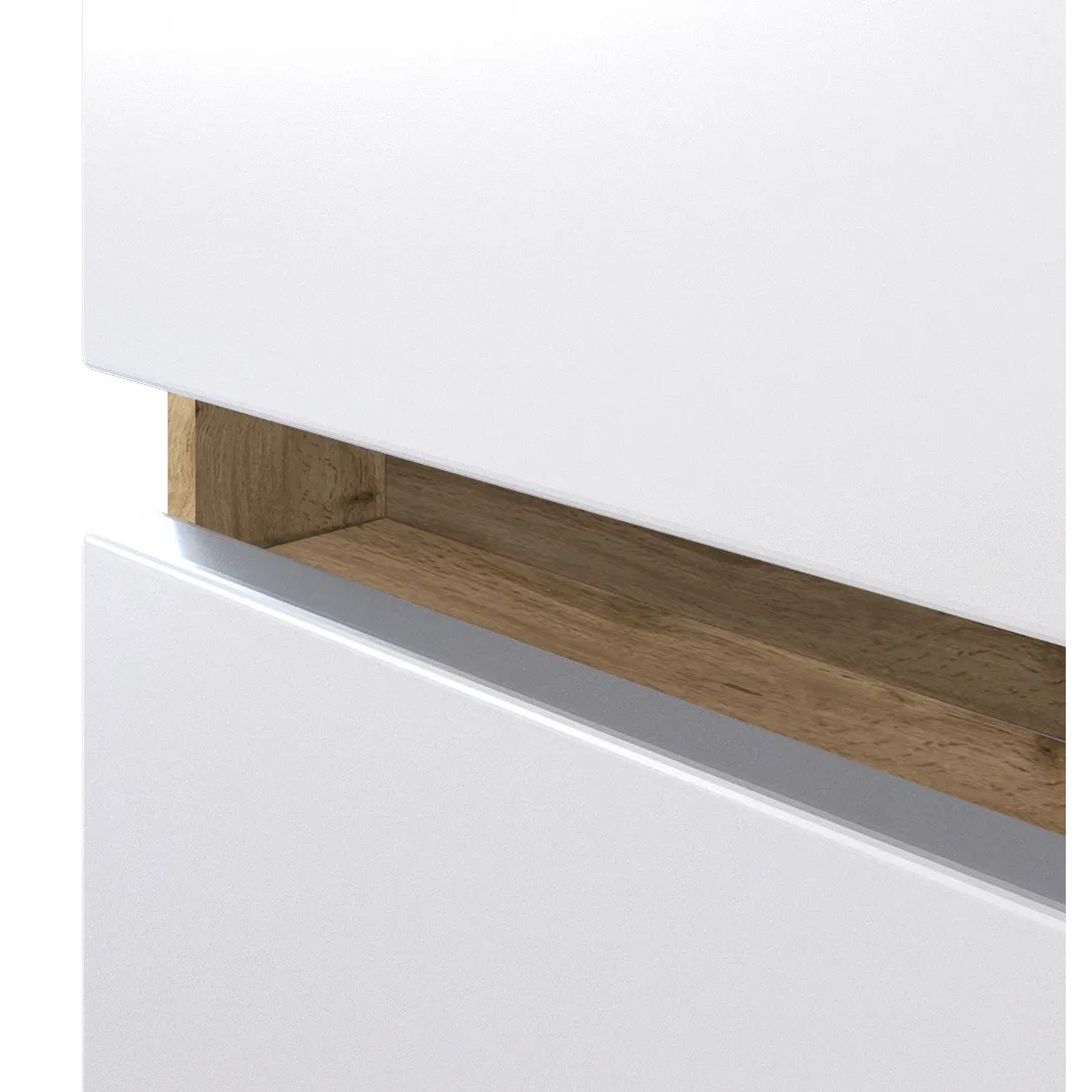 Detailaufnahme: Held Möbel Midischrank Bari, 40 cm, matt Weiß und Wotaneiche Dekor.
