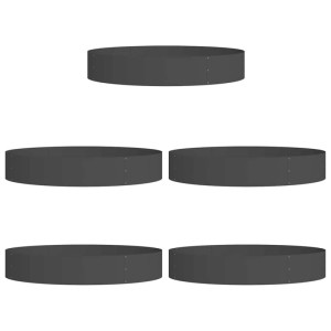 Set aus 5 schwarzen vidaXL Pflanzenringen, 120x120x20 cm, aus kaltgewalztem Stahl für den Garten.