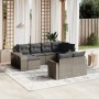 Graue 10-tlg. vidaXL Garten-Sofagarnitur aus Polyrattan mit Kissen auf Terrasse.