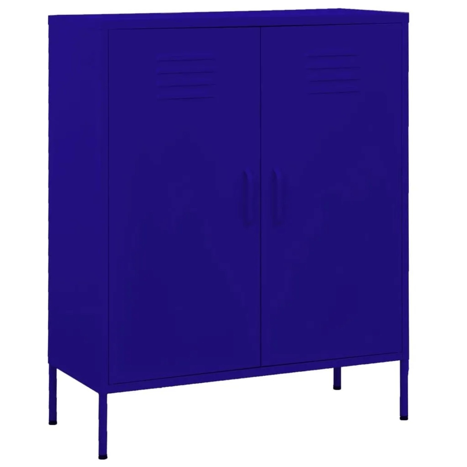 DELUKE Sideboard KEVI Metall Marineblau 80x35x101,5cm Stahl  Flurschrank Metallschrank Lagerschrank Beistellschrank Wohnzimmer