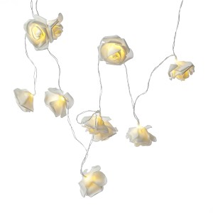 Marelida LLED Lichterkette Weiße Rosen Rosenblüten Blumengirlande Hochzeit Valentinstag