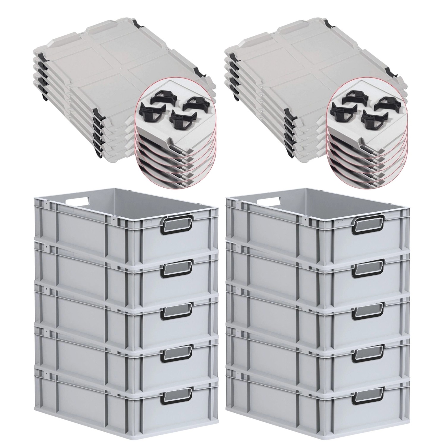 PROREGAL SparSet 10x Eurobox Nextgen Color Mit Auflagedeckel HxBxT 17x40x60 günstig online kaufen