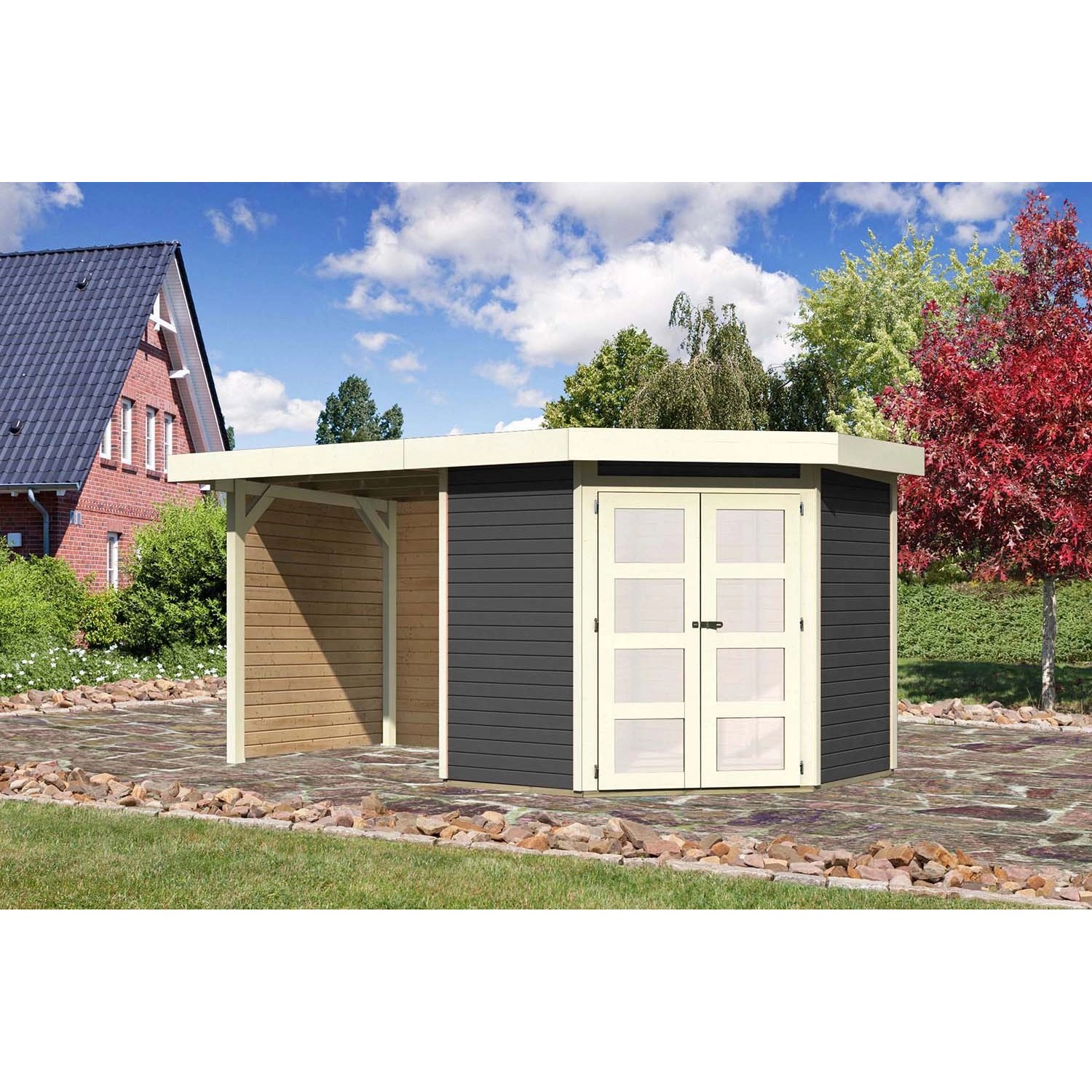 Gartenhaus Vilsbiburg 3 Set Terragrau , Seiten- und Rückwand günstig online kaufen